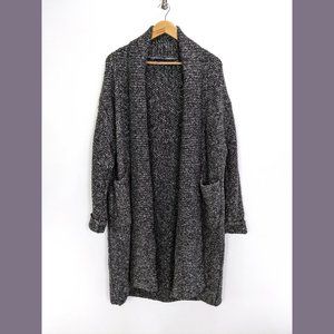 ZARA Size S Womens Shawl Collar Open Front Dolman Sleeve Cardigan Heather Black